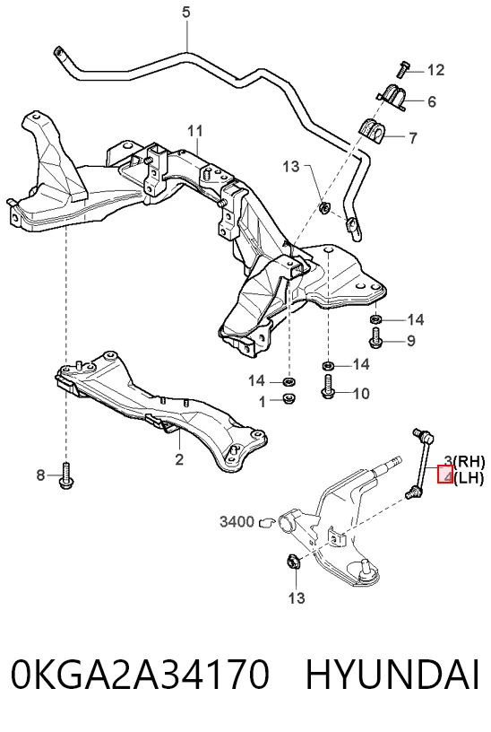 Купить GA2A34170B Mazda Солдатик стабилизатора, переднего, левый