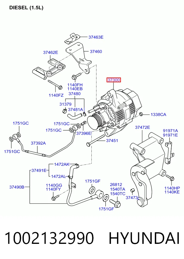 Генератор автомобильный на Hyundai Matrix  FC
