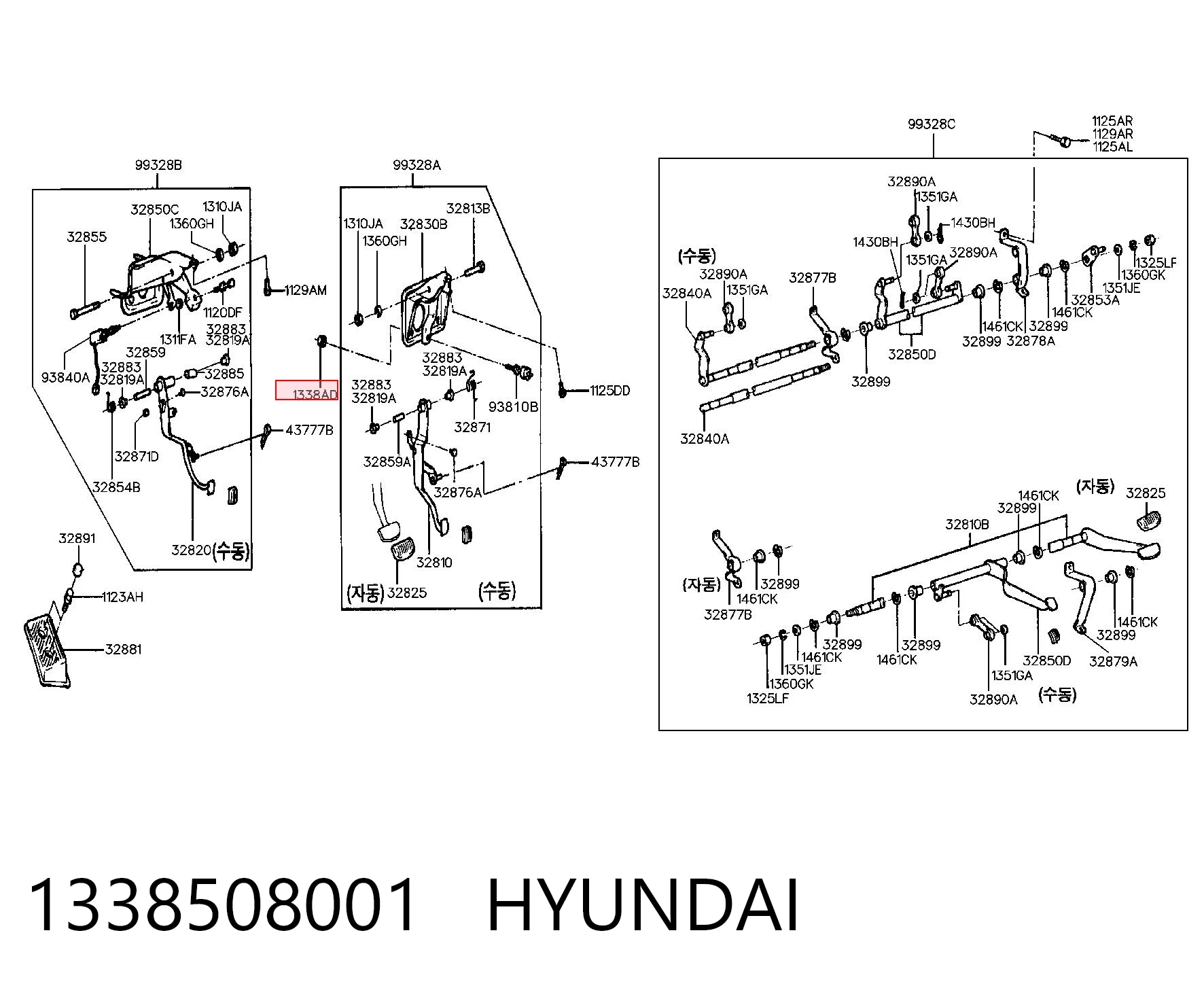 1338508001 Hyundai/Kia Болт (гайка) крепежа