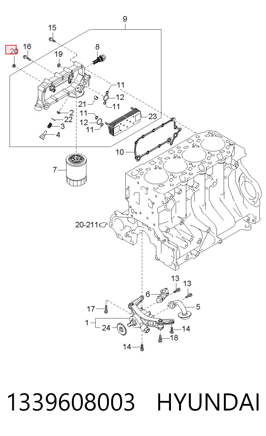 1339608003 Hyundai/Kia Болт (гайка) крепежа