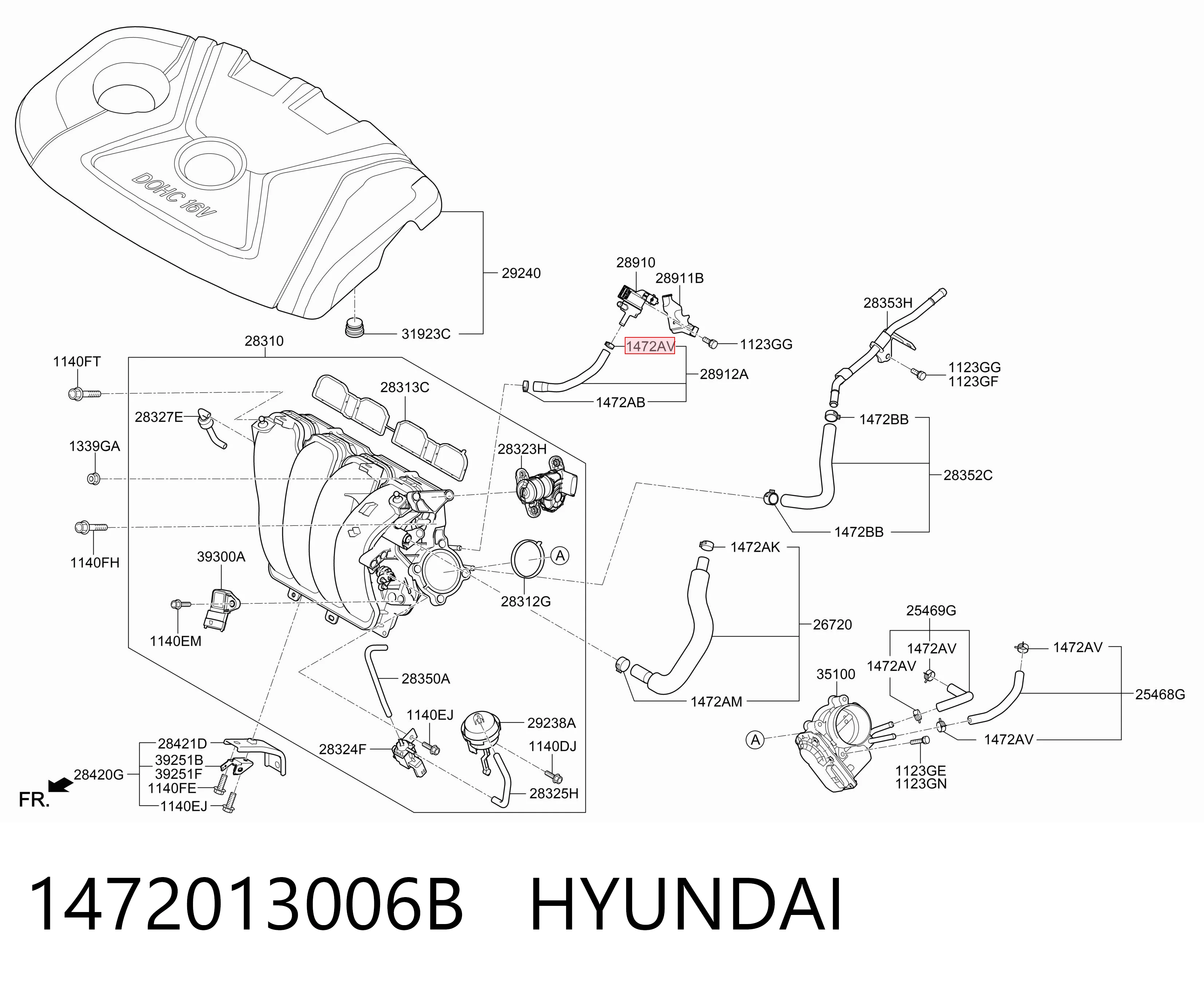 1472013006B Hyundai/Kia Скоба тормозной трубки