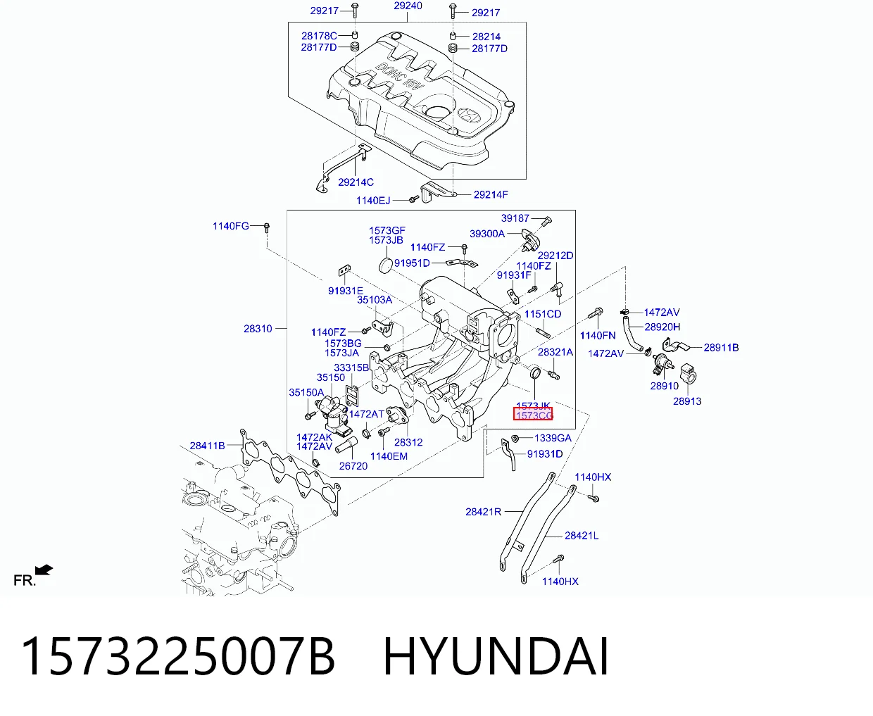 1573225007B Hyundai/Kia Заглушка двигателя