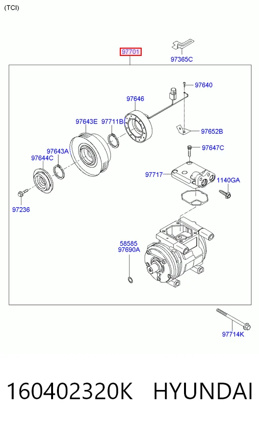 160402320K Hyundai/Kia Компрессор хладагента