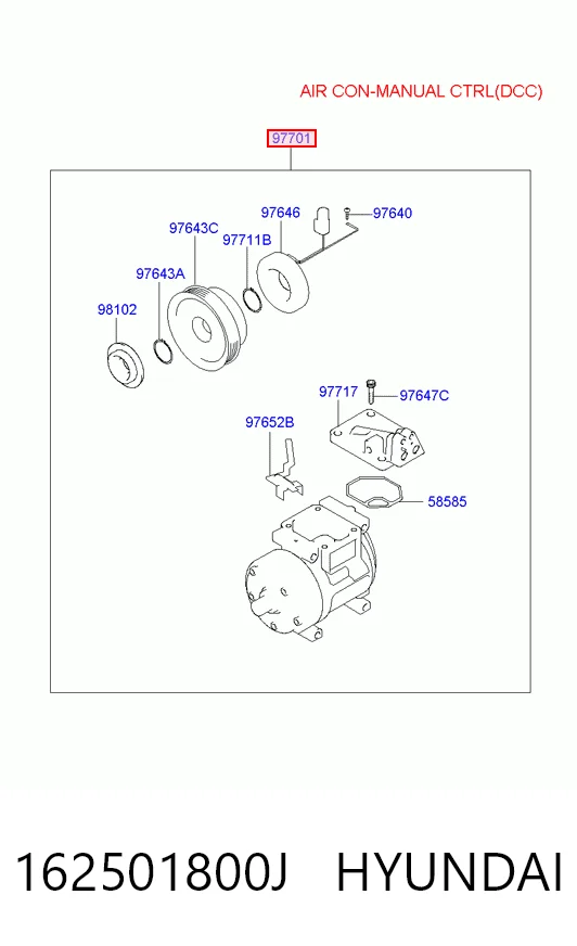 162501800J Hyundai/Kia Компрессор хладагента