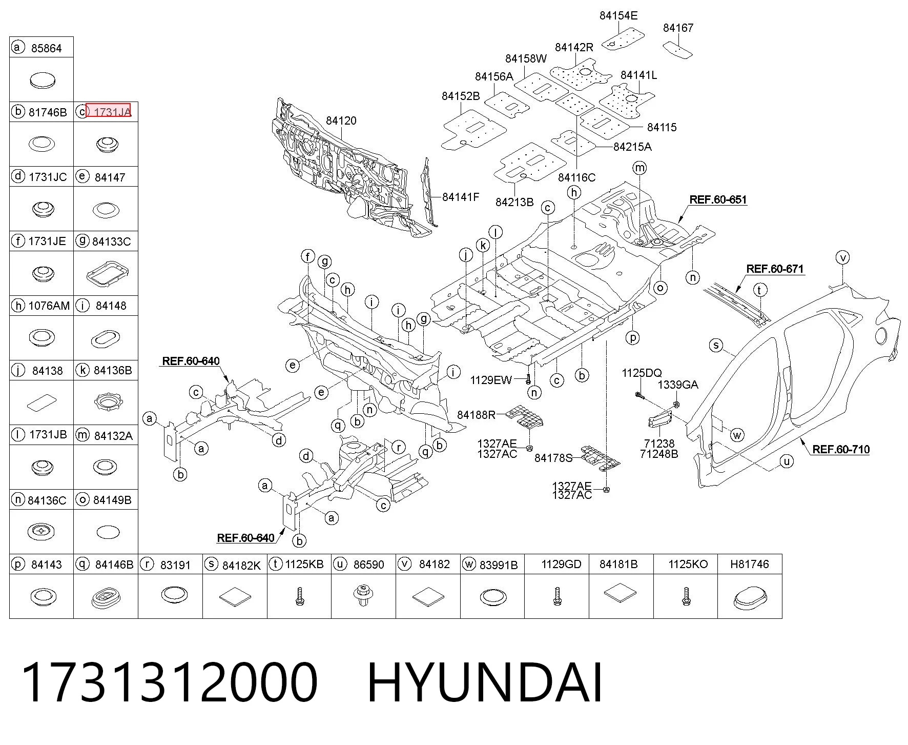 1731312000 Hyundai/Kia Заглушка днища кузова