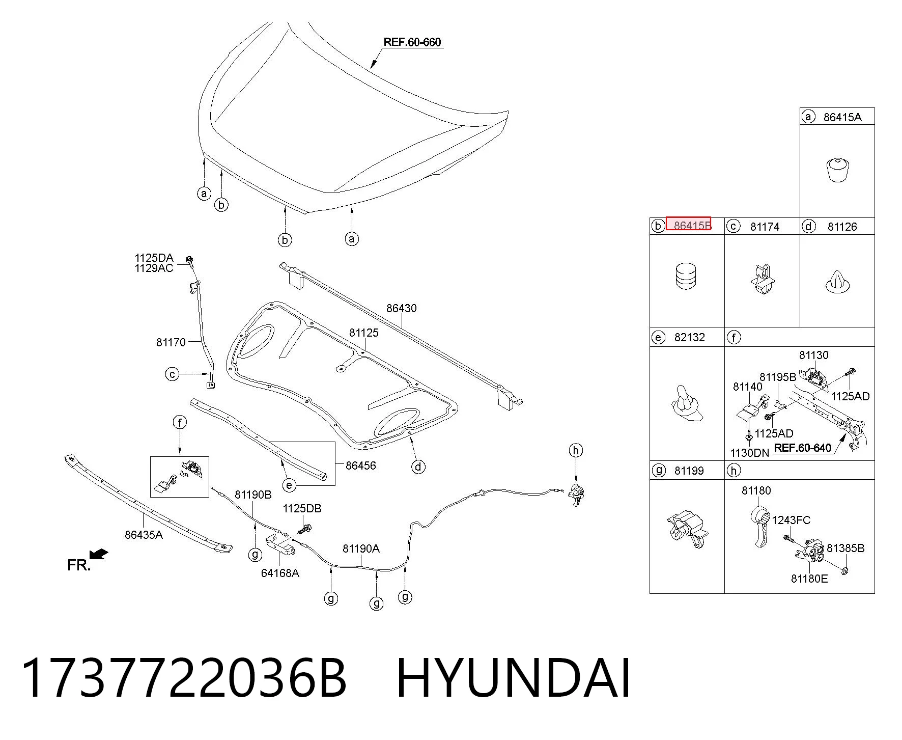 1737722036B Hyundai/Kia Буфер капота резиновый