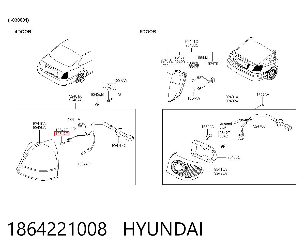1864221008 Hyundai/Kia Лампочка стоп сигнала заднего фонаря