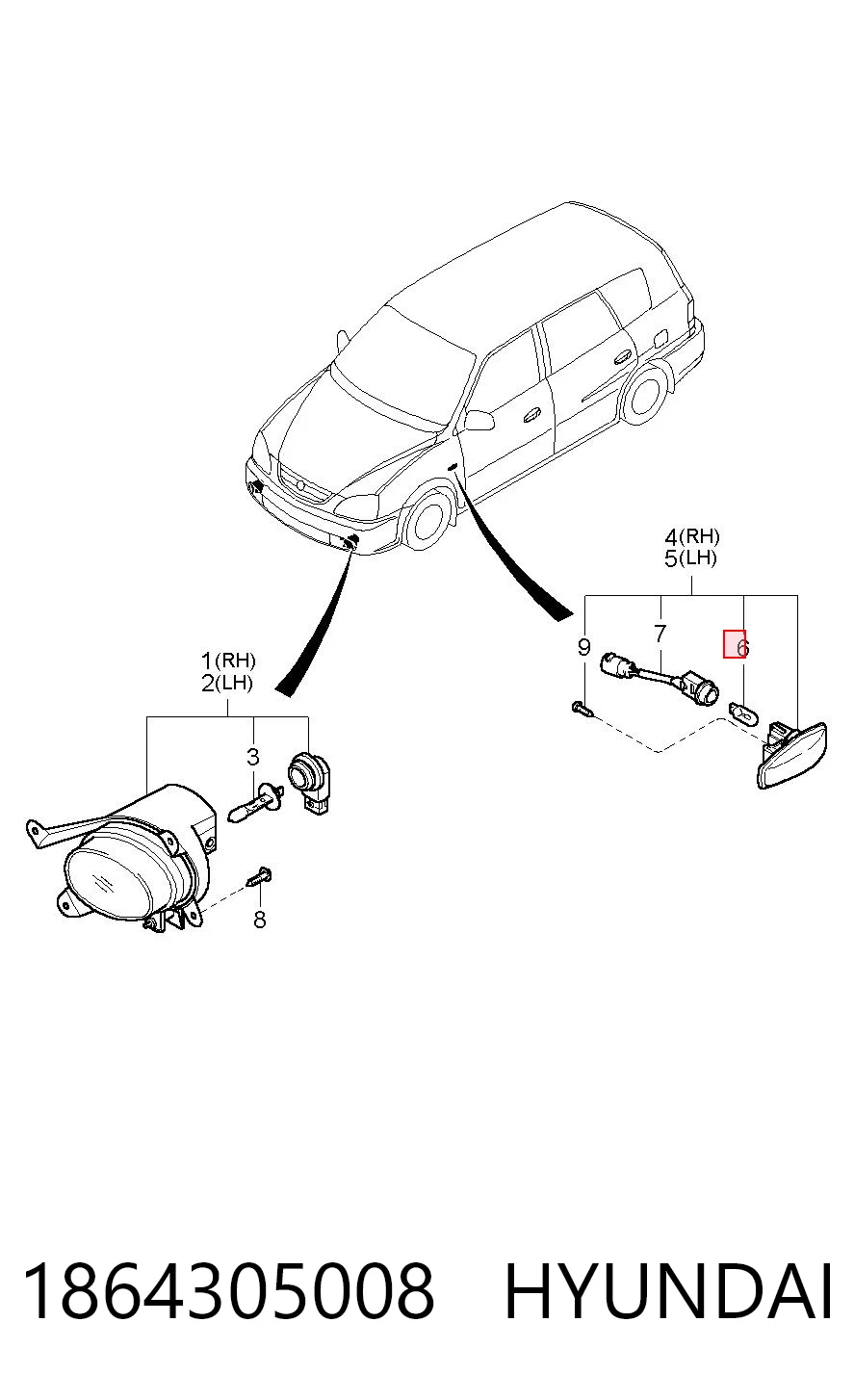 1864305008 Hyundai/Kia Лампочка переднего габарита