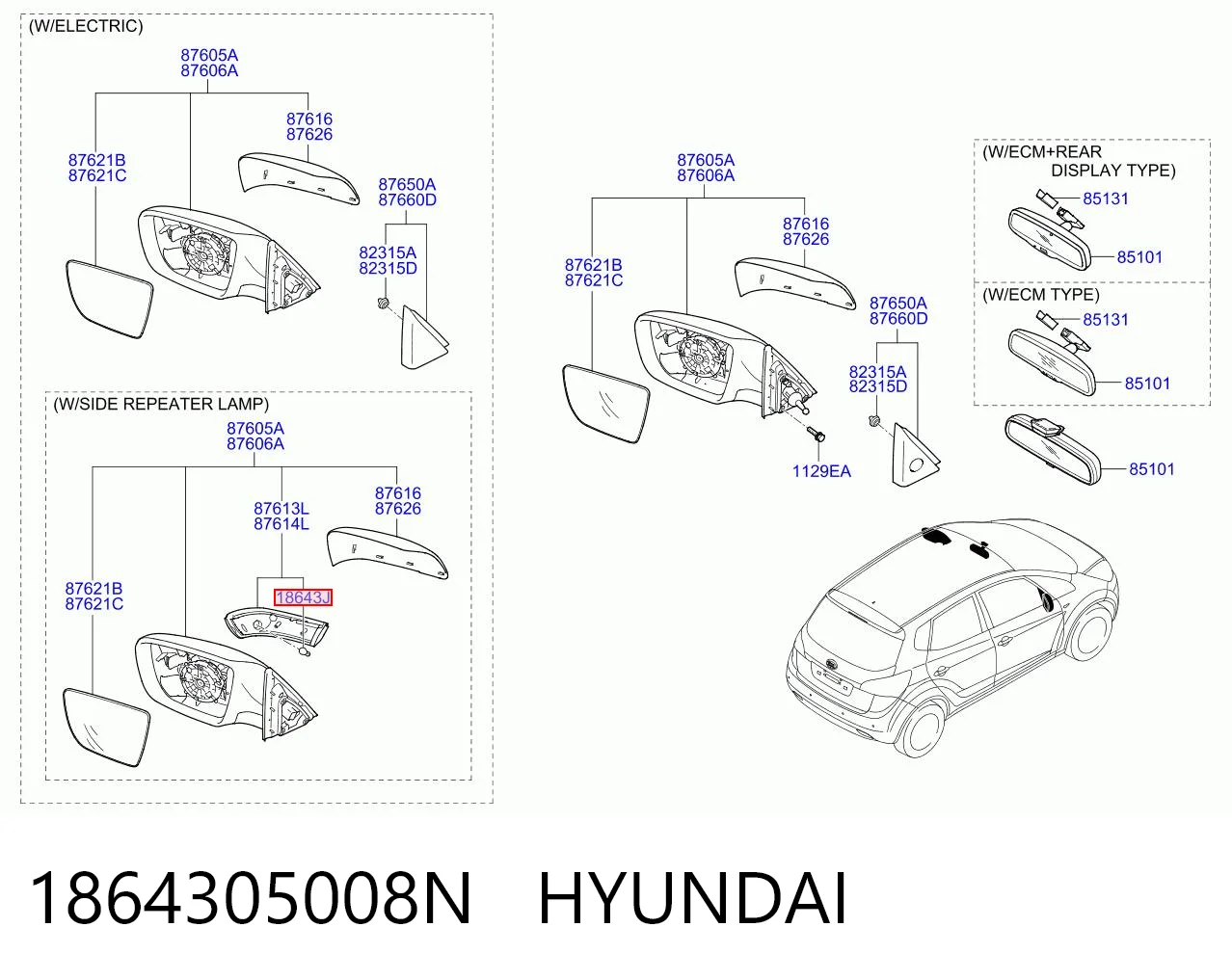 1864305008N Hyundai/Kia Лампочка переднего габарита