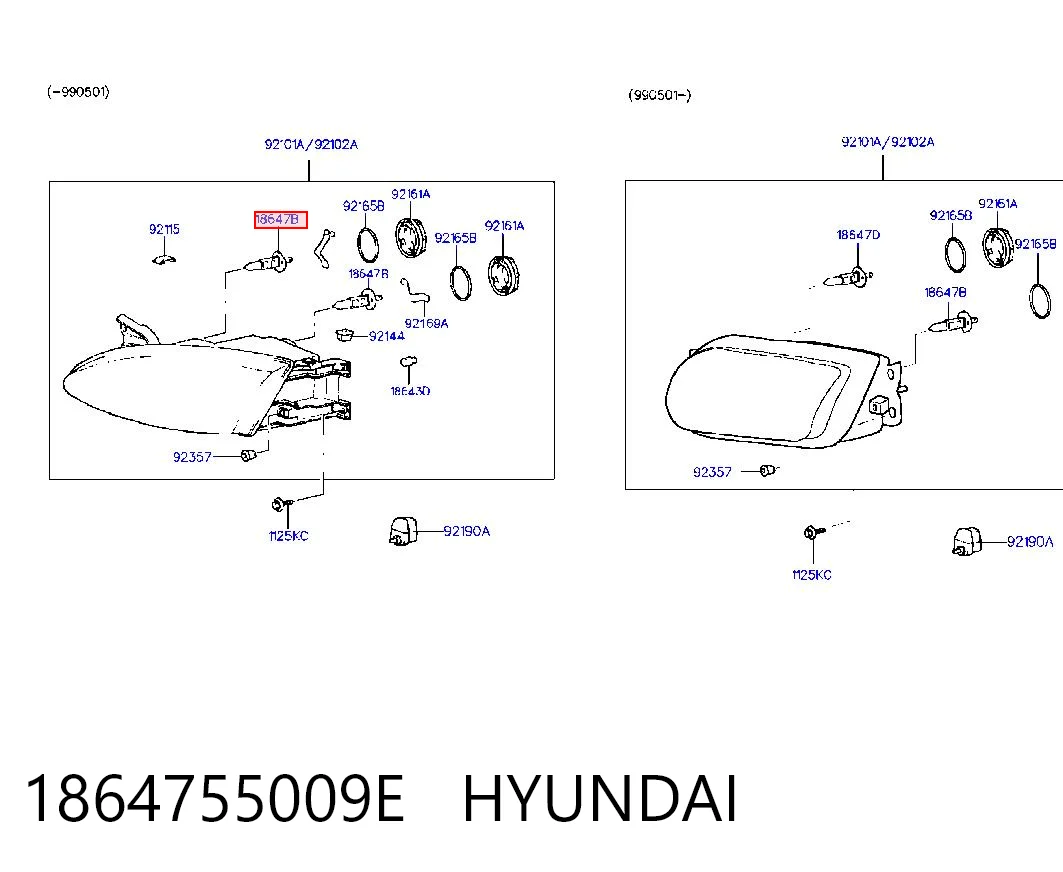 1864755009E Hyundai/Kia Лампочка галогенная, дальний свет