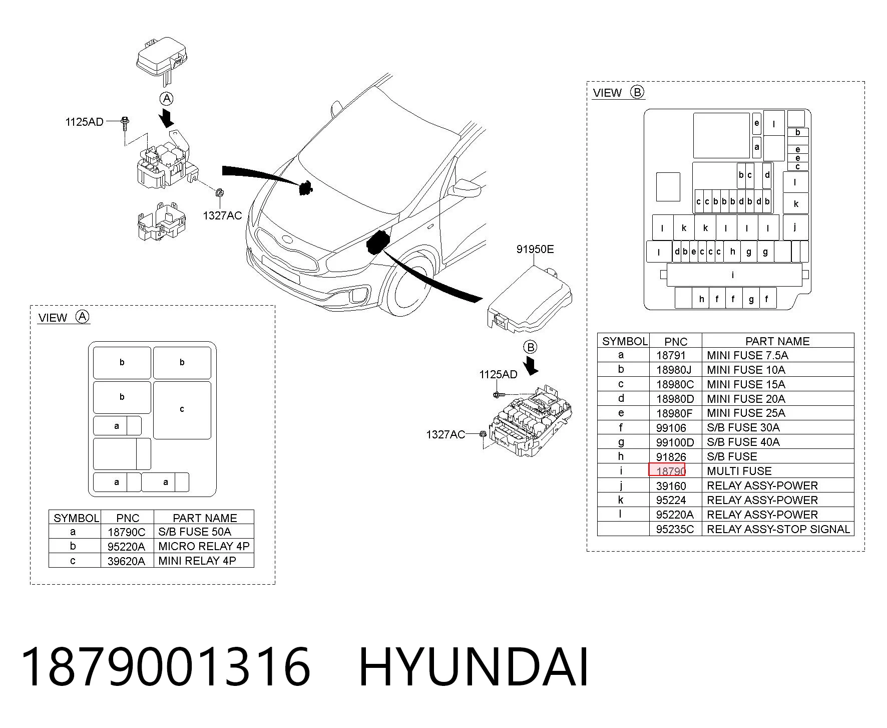 1879001316 Hyundai/Kia Предохранители электрических цепей