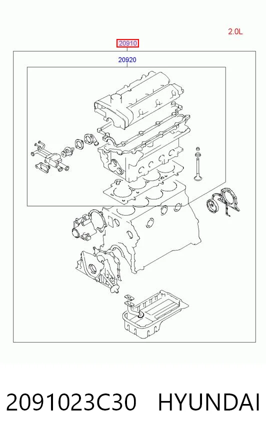 2091023C30 Hyundai/Kia Комплект прокладок на двигатель
