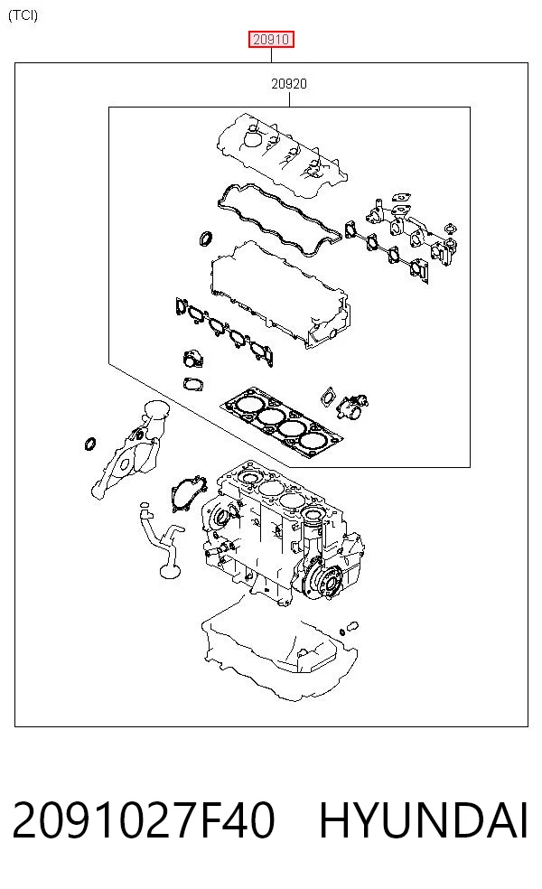 2091027F40 Hyundai/Kia Комплект прокладок на двигатель