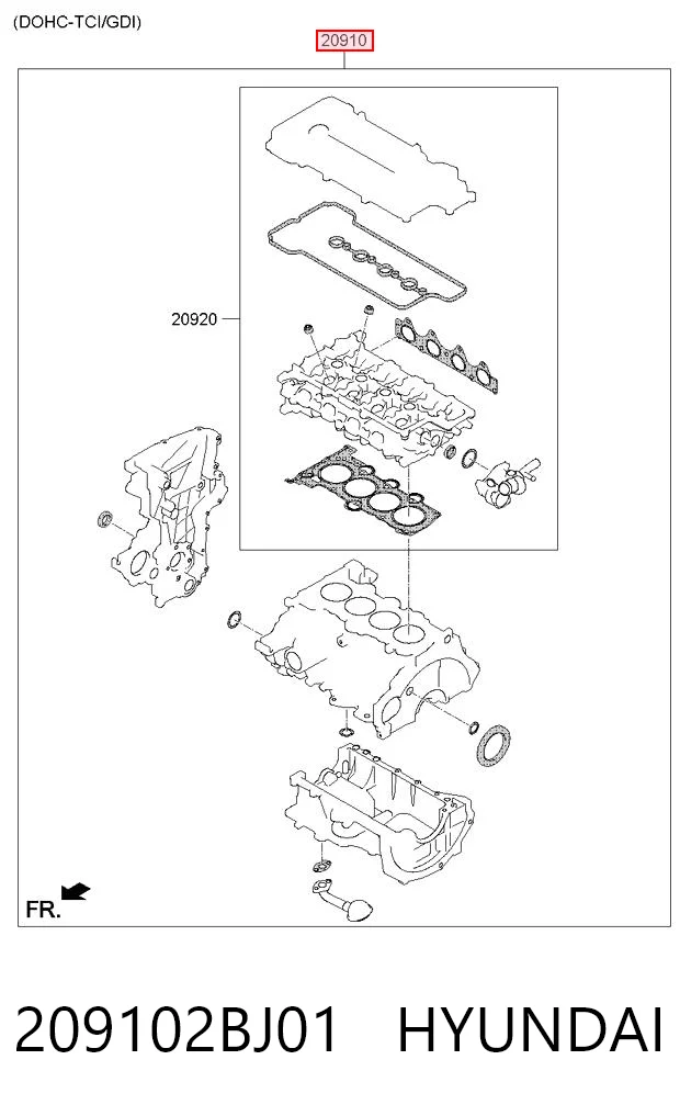 Полный комплект прокладок двигателя KIA Cerato III седан (YD) (2012 - 2019) цена, от 36.12 USD