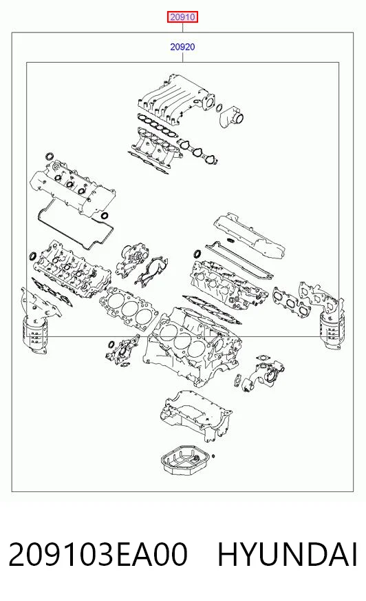 209103EA00 Hyundai/Kia Комплект прокладок на двигатель