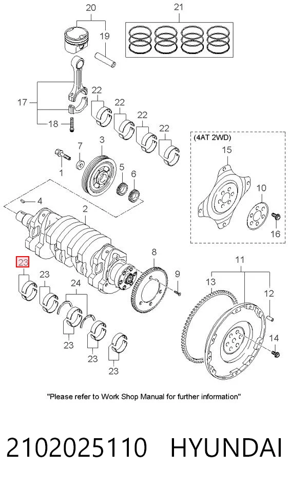 2102025110 Hyundai/Kia Подшипник скольжения коленвала