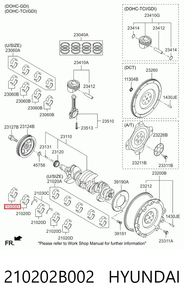 210202B002 Hyundai/Kia Подшипник скольжения коленвала