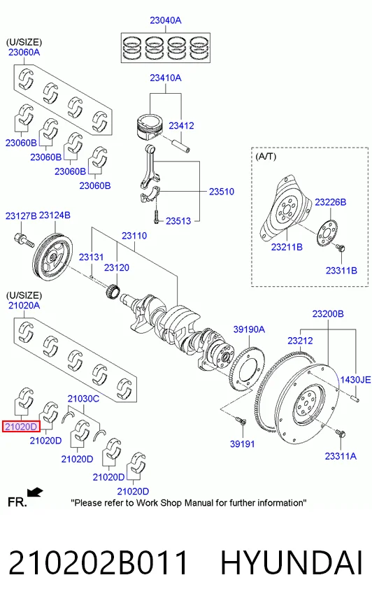 Купить 210202B010 Chrysler Вкладыши коленвала, коренные, комплект, стандарт (STD)