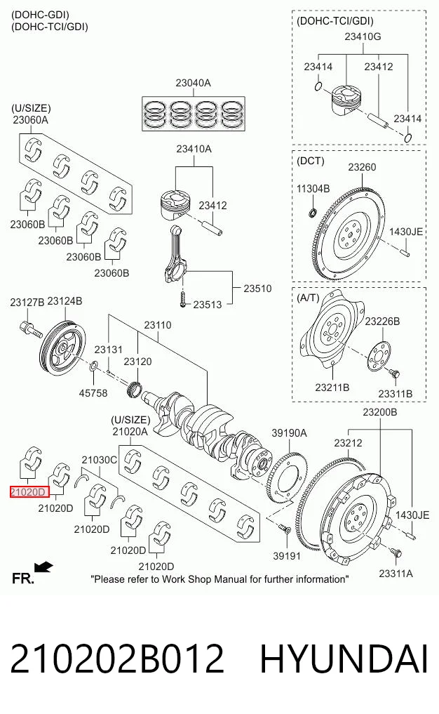 210202B012 Hyundai/Kia Подшипник скольжения коленвала