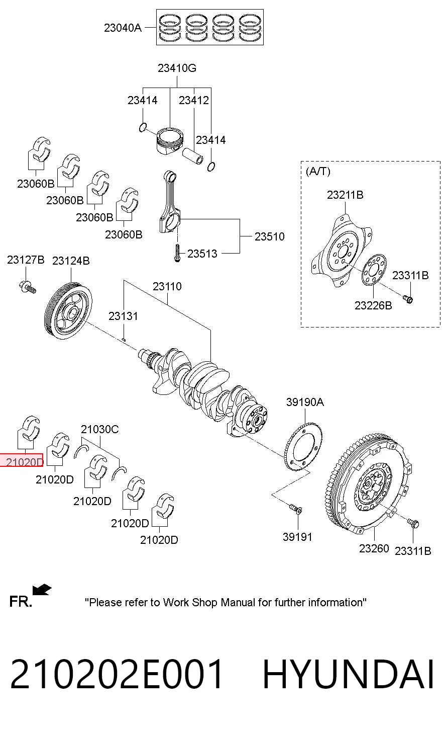 210202E001 Hyundai/Kia Комплект подшипников скольжения