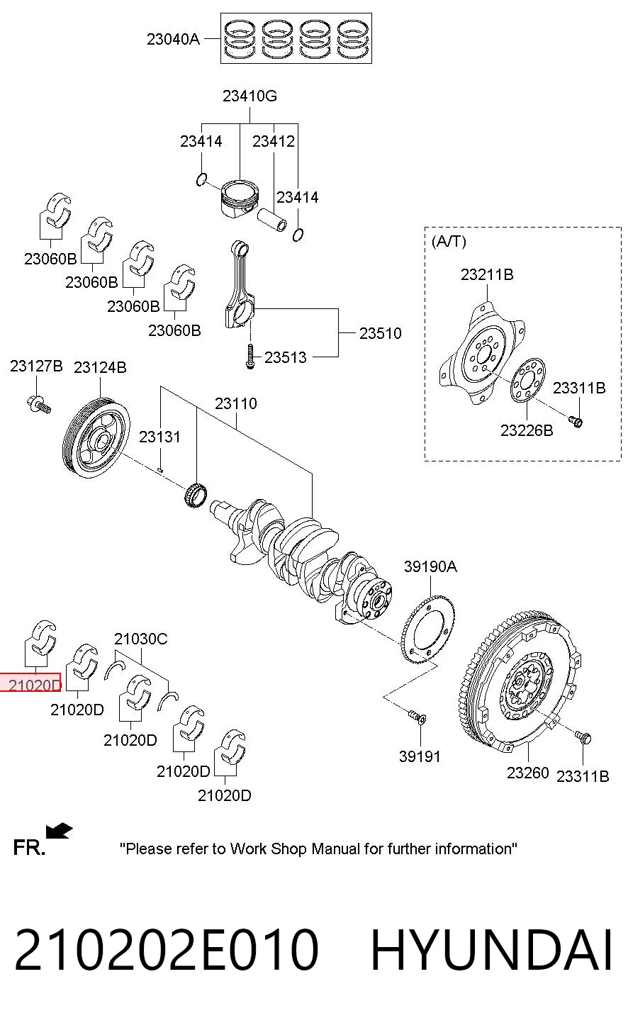 210202E010 Hyundai/Kia Подшипник скольжения коленвала