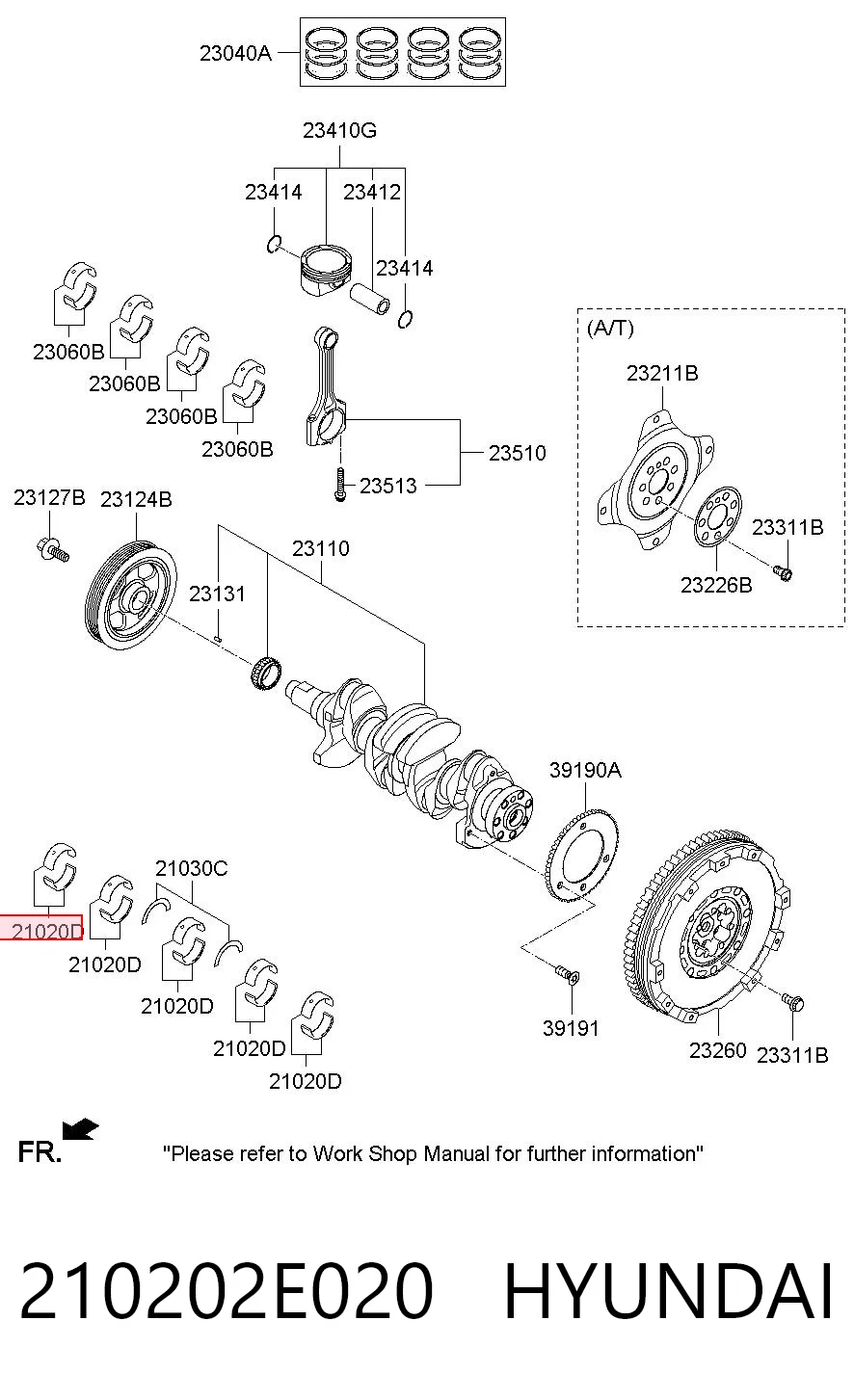 210202E020 Hyundai/Kia Подшипник скольжения коленвала