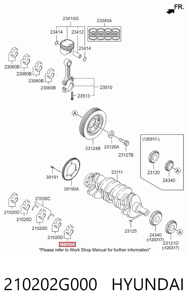 210202G000 Hyundai/Kia Подшипник скольжения коленвала