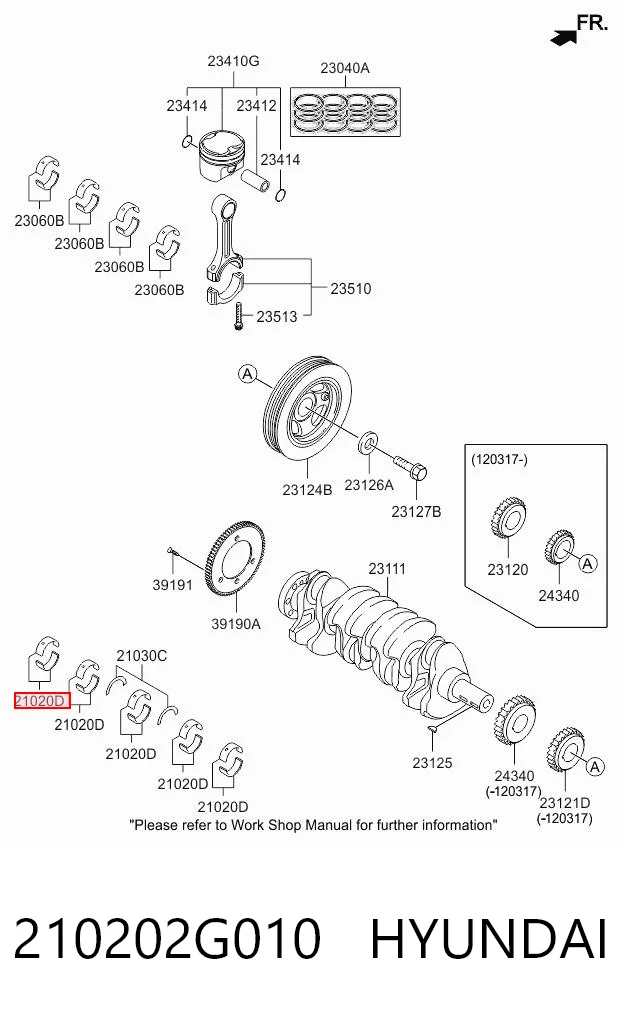 210202G010 Hyundai/Kia Подшипник скольжения коленвала