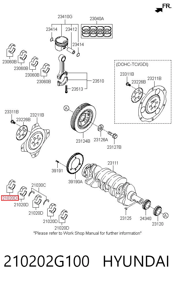 210202G100 Hyundai/Kia Подшипник скольжения коленвала