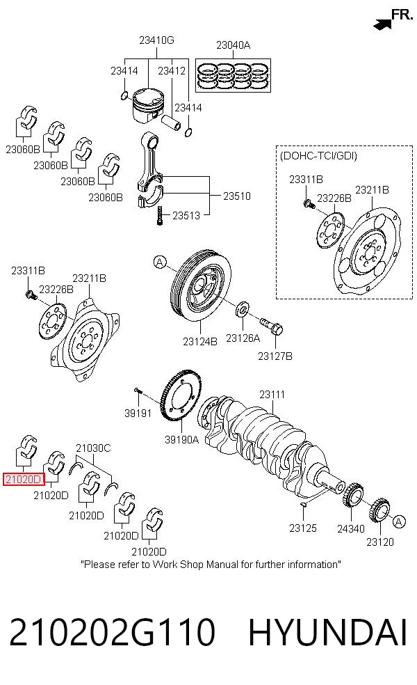 210202G110 Hyundai/Kia Подшипник скольжения коленвала