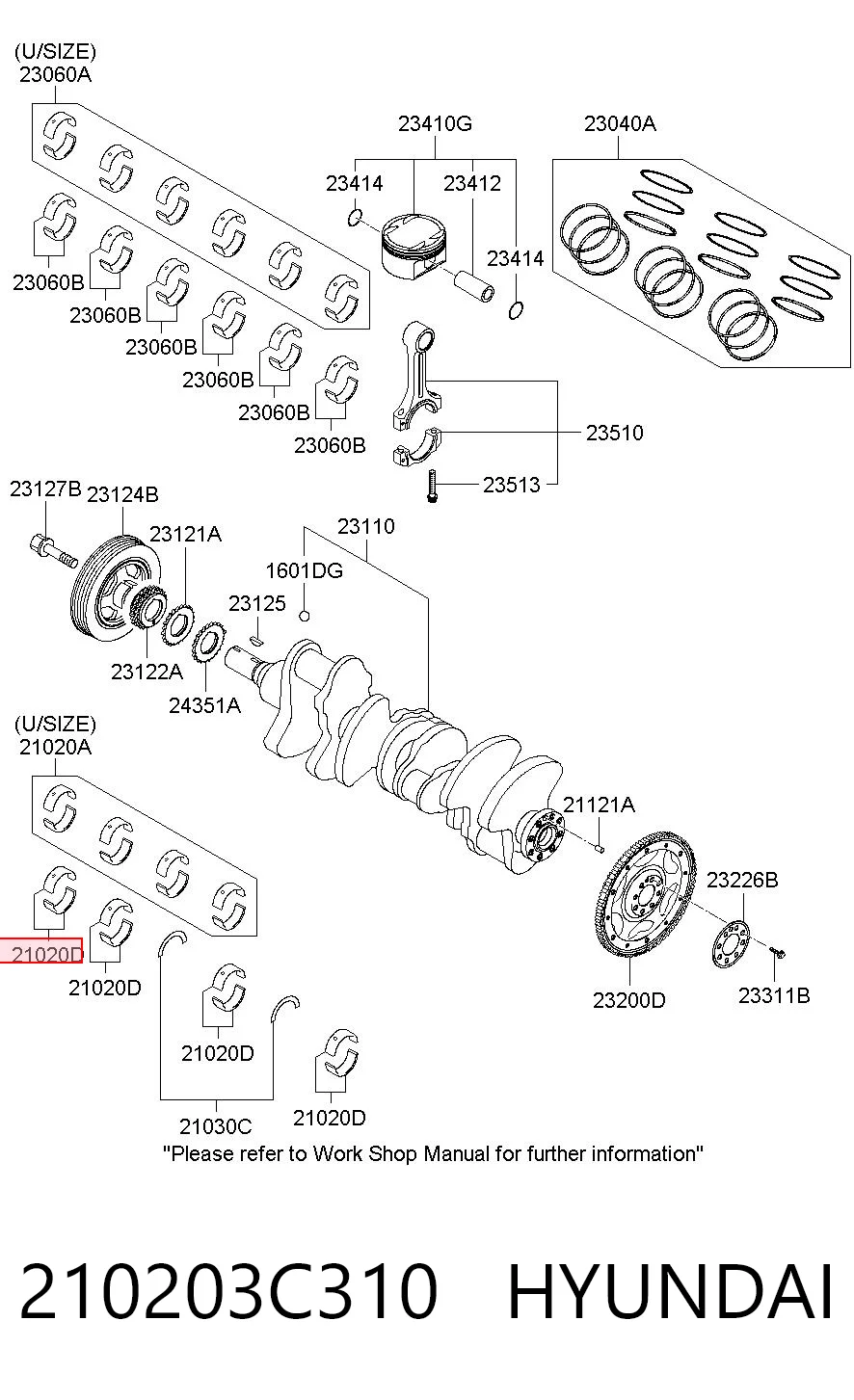 210203C310 Hyundai/Kia Подшипник скольжения коленвала