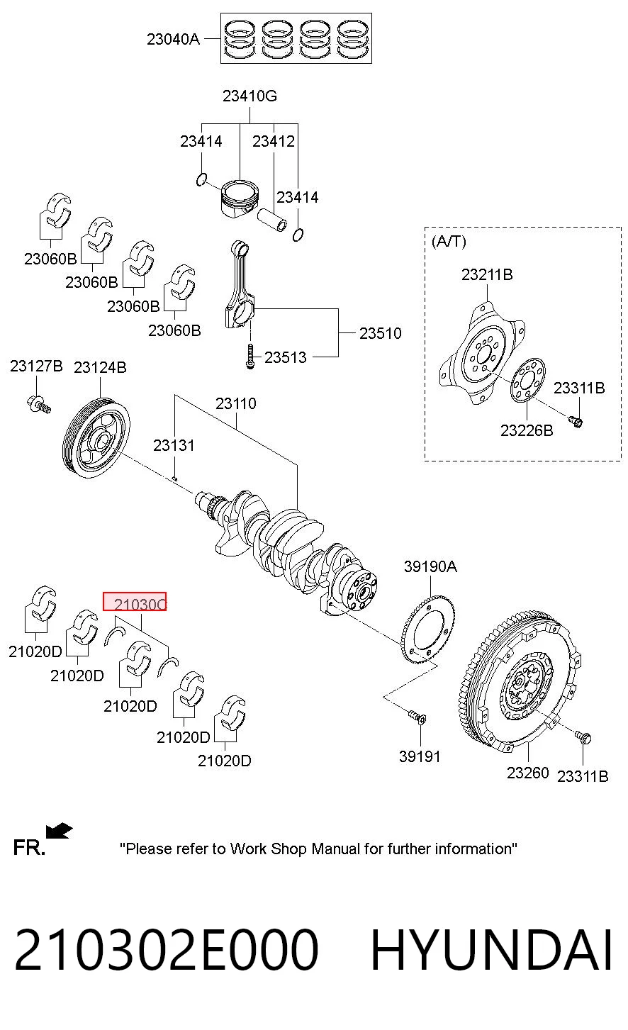 210302E000 Hyundai/Kia Подшипник скольжения коленвала