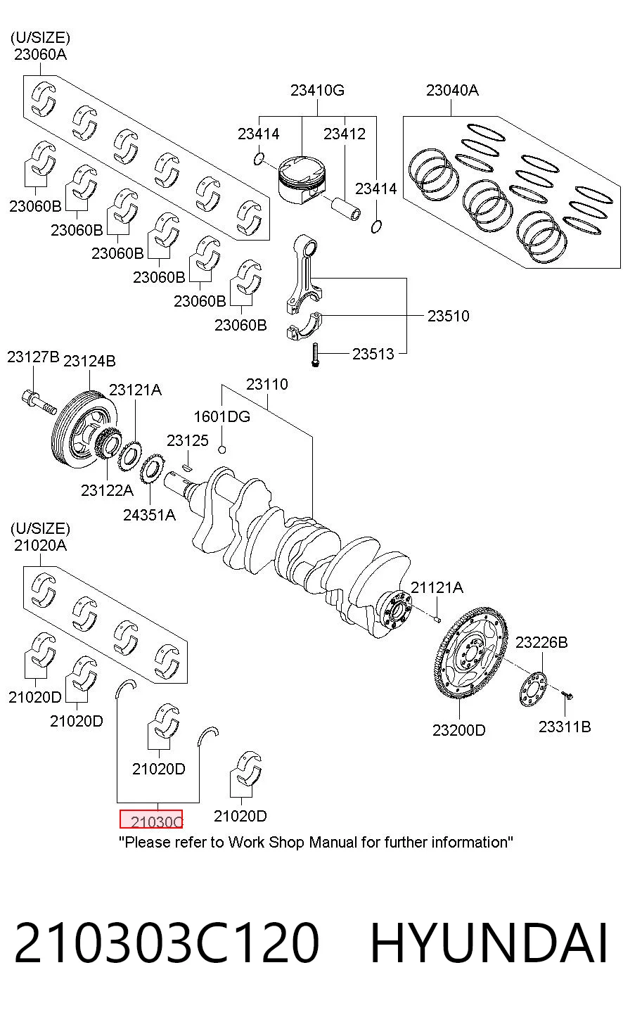210303C120 Hyundai/Kia Полумесяц полукольцо упорное разбега коленвала