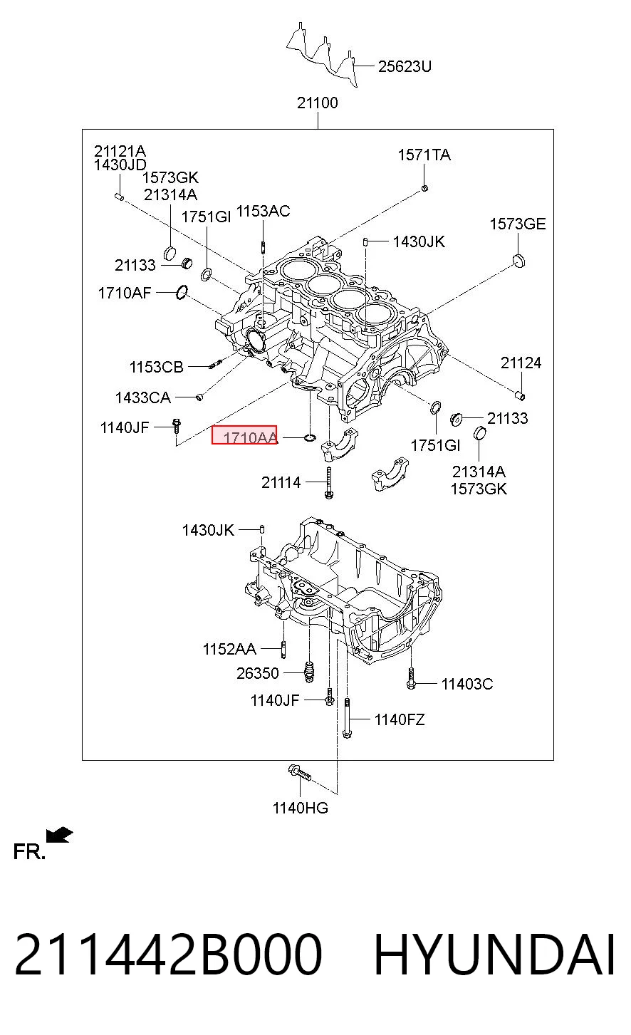 211442B000 Hyundai/Kia Прокладка масляного поддона картера