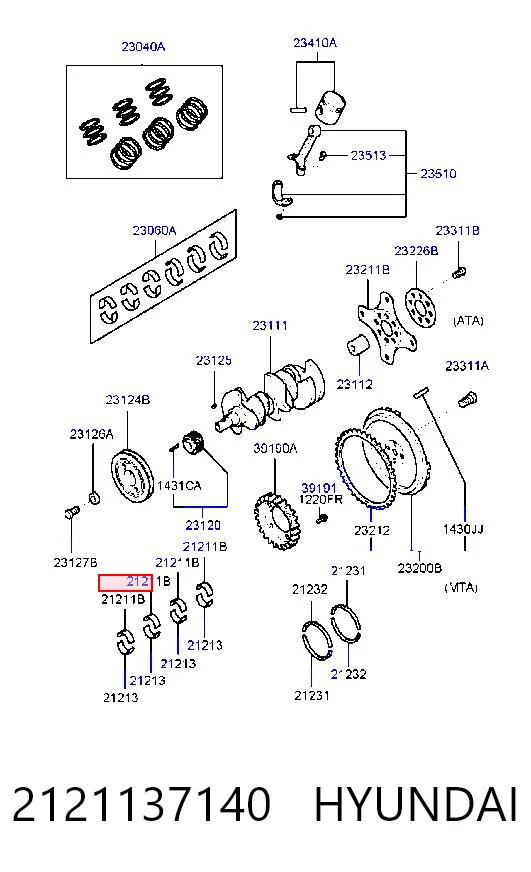 2121137140 Hyundai/Kia Подшипник скольжения коленвала