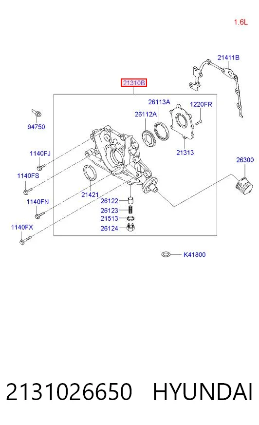 2131026650 Hyundai/Kia Масляный насос двигателя