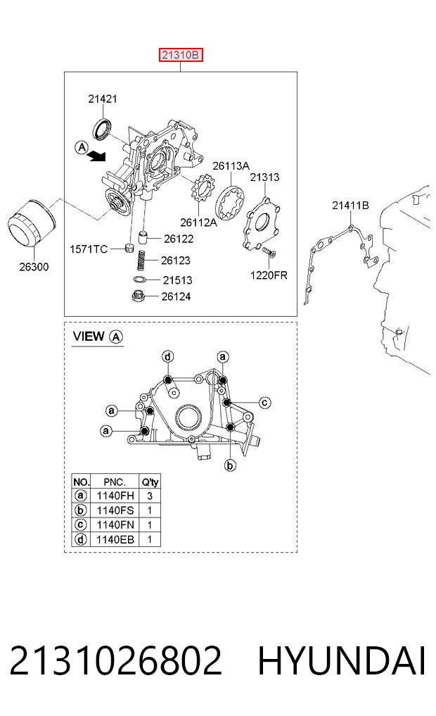 2131026802 Hyundai/Kia Масляный насос двигателя