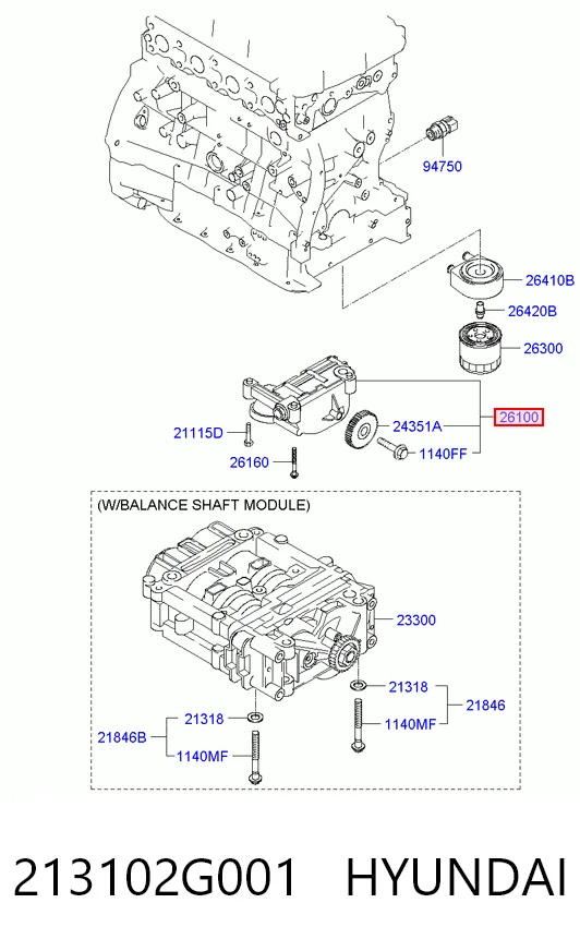 213102G001 Hyundai/Kia Масляный насос двигателя