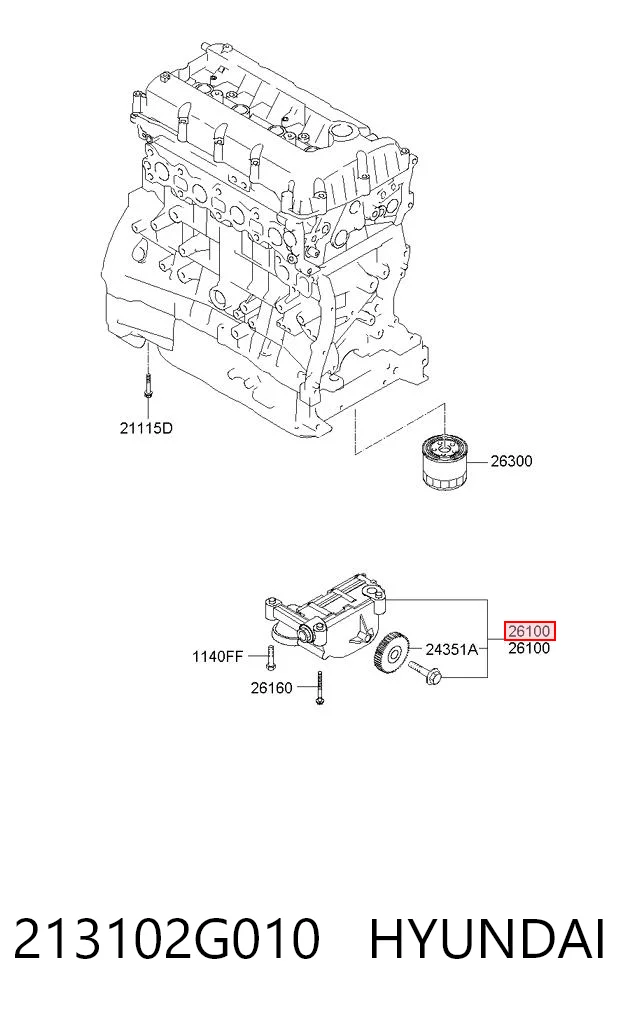 213102G010 Hyundai/Kia Масляный насос двигателя