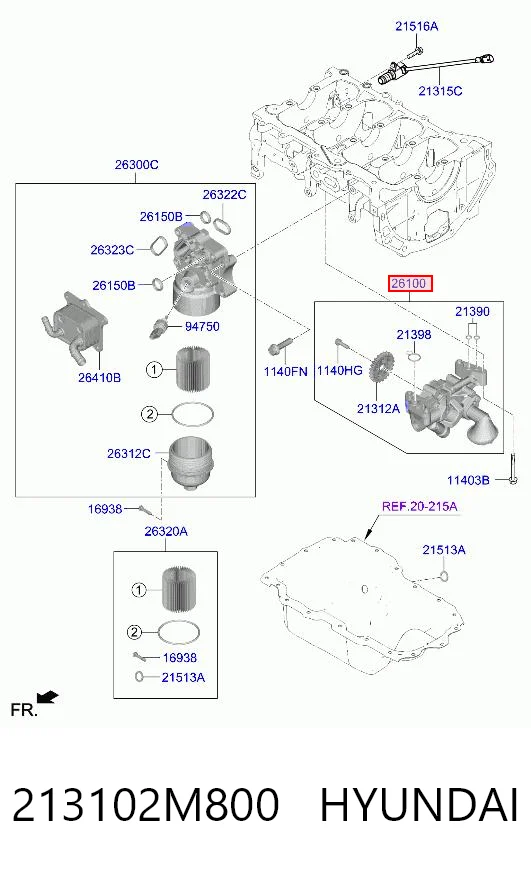 213102M800 Hyundai/Kia Масляный насос двигателя