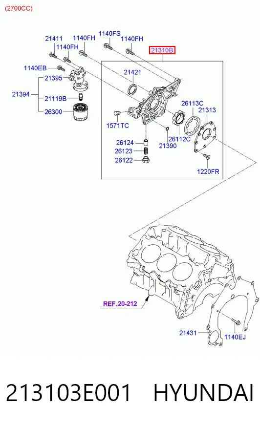213103E001 Hyundai/Kia Масляный насос двигателя