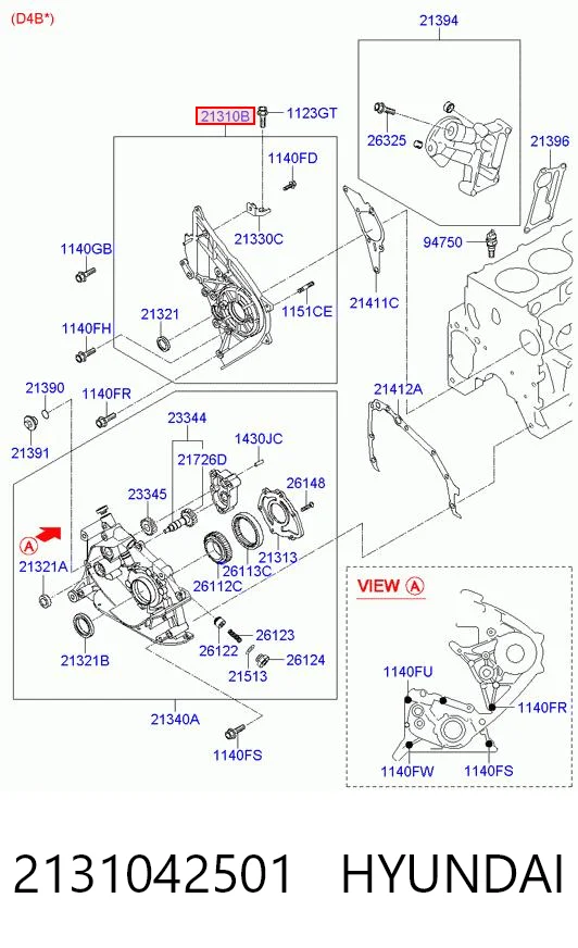 2131042501 Hyundai/Kia Масляный насос двигателя