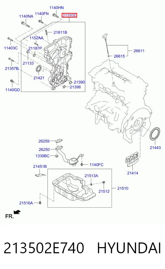 213502E740 Hyundai/Kia Крышка мотора передняя
