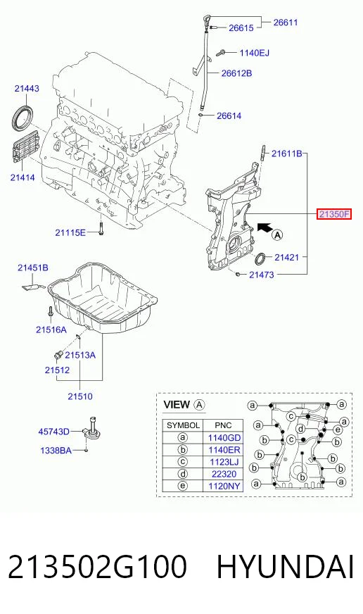 213502G100 Hyundai/Kia Крышка ремня ГРМ