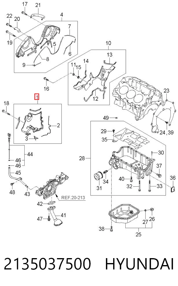 2135037500 Hyundai/Kia Защита ремня ГРМ, нижняя