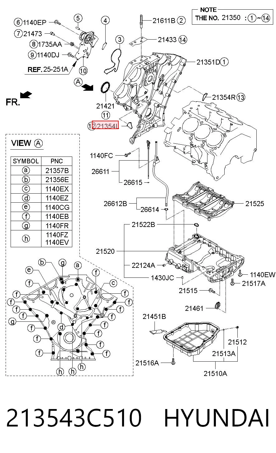 213543C510 Hyundai/Kia Прокладка передней крышки двигателя левая