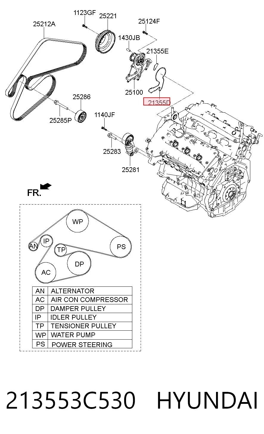 213553C530 Hyundai/Kia Прокладка водяного насоса