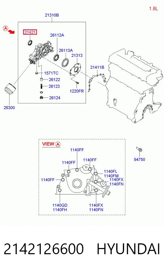 2142126600 Hyundai/Kia Сальник коленвала двигателя, передний