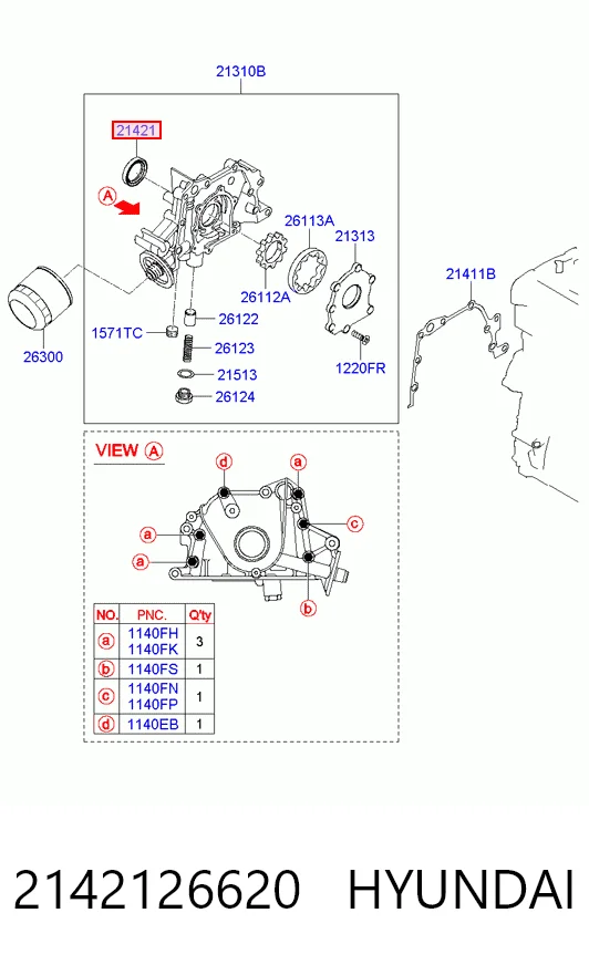 Сальник коленвала двигателя, передний на KIA Rio II JB