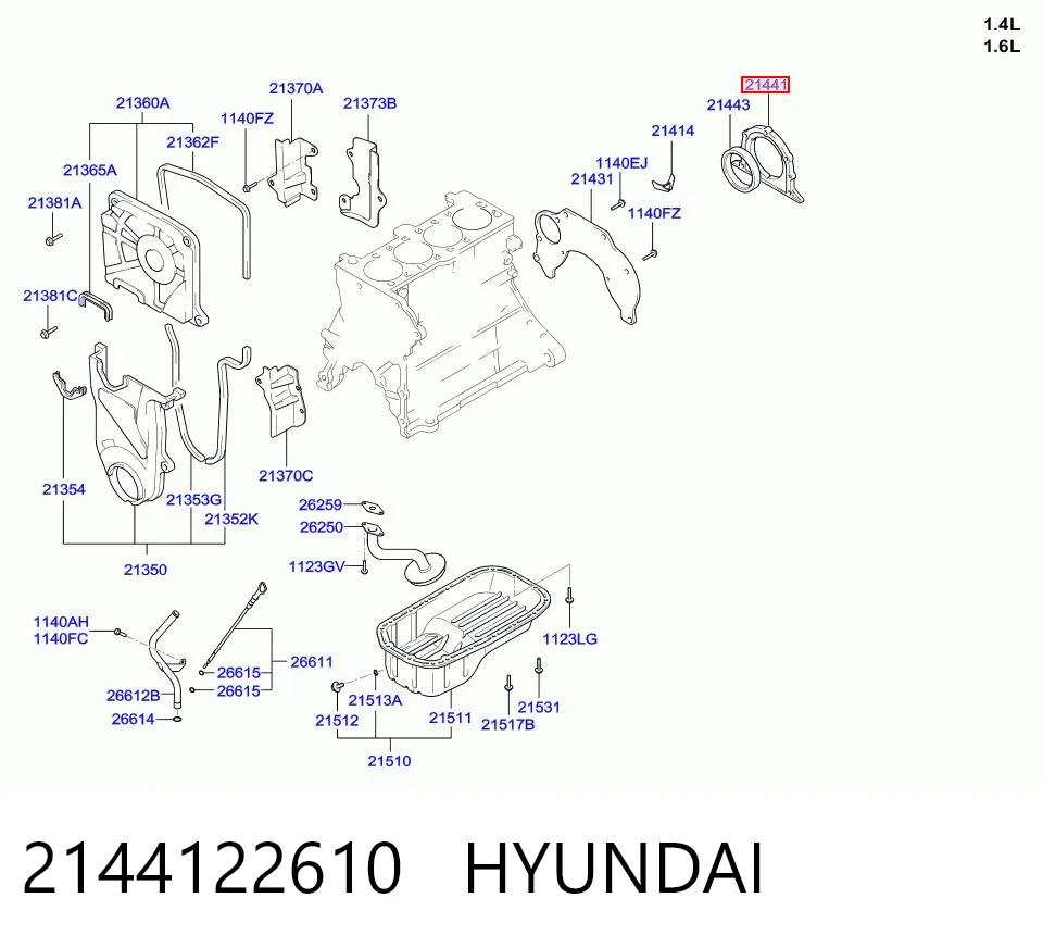 2144122610 Hyundai/Kia Обойма сальника коленвала заднего